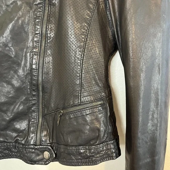 Cole Haan Leather Moto Jacket in Black Size Small